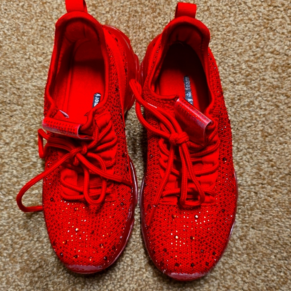 Red sparkly shoes